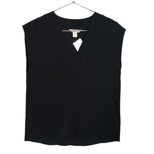 H&M NWT Blouse Black Size 0 Sleeveless V Neck